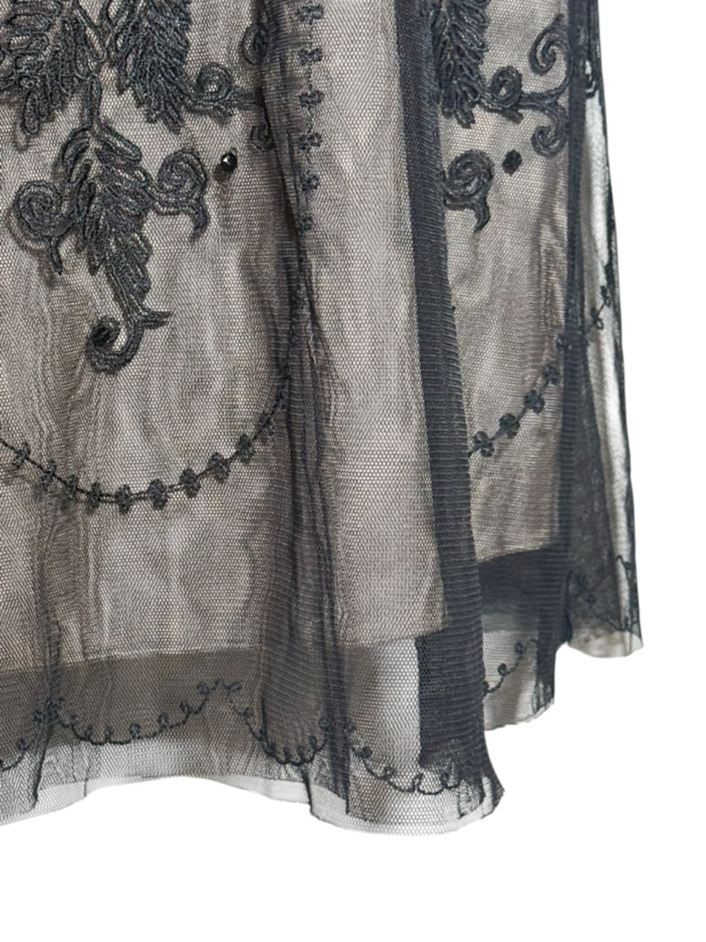 Ann Taylor Loft Black Mesh Embroidered Formal Dress X-Small Petite - Picture 8 of 12